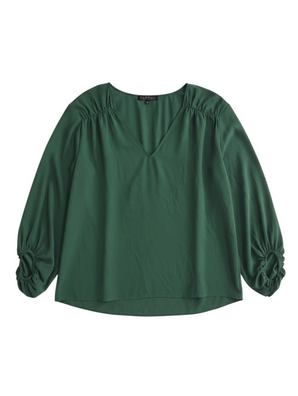 ELOQUII Plus Size 28w V Neck Billow Sleeve Summer  Breathable Green Blouse NWOT